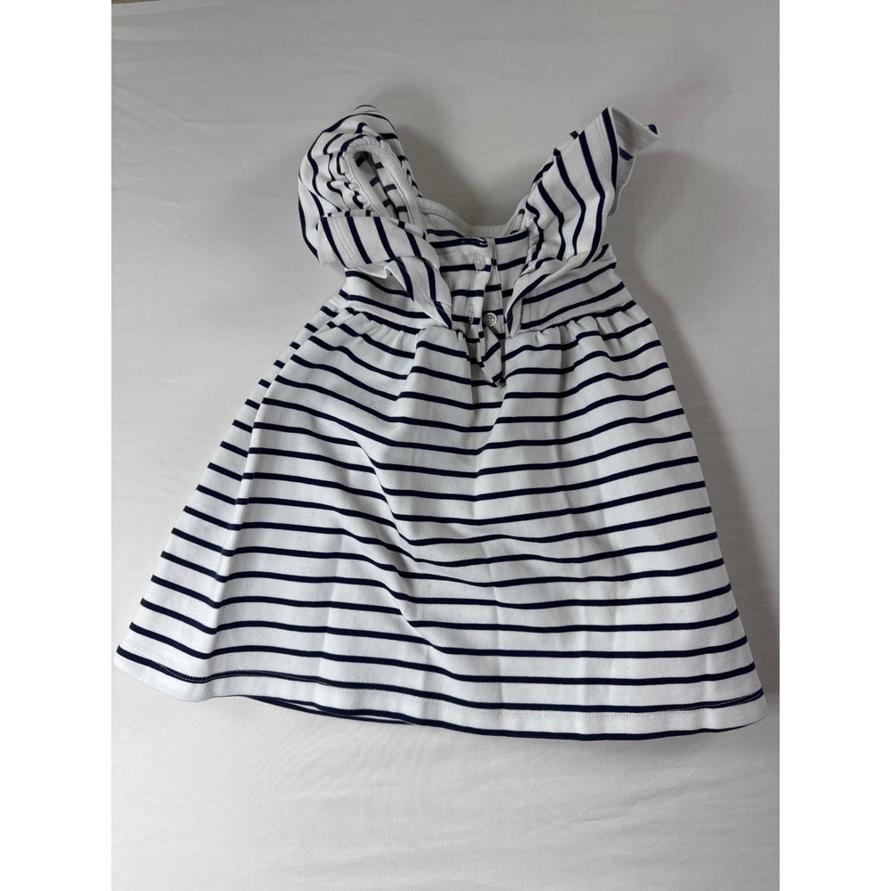 Janie and Jack Toddler Girls Navy White Striped Ruffle Bow Dress 2T Nautical - Picture 4 of 6
